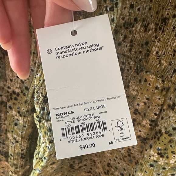 Sonoma Green and Black Floral Women's Blouse - Picture 8 of 8